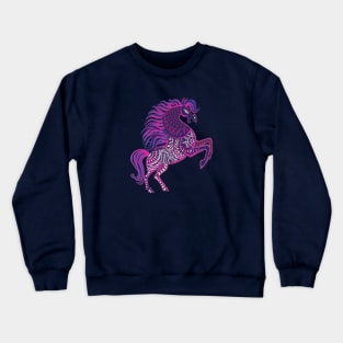 dark horse drawn with patterns on the body Crewneck Sweatshirt